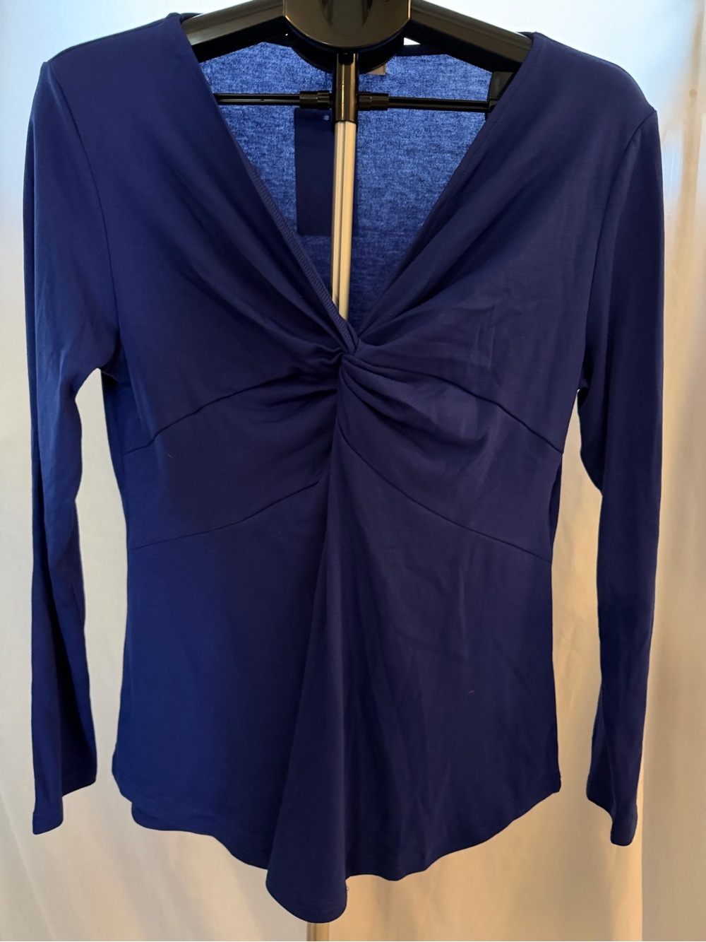 Women's Twist-Front Long Sleeve V-Neck Top - Royal Blue